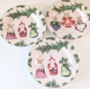 Set of 3 American Atelier 8” Dessert Plates Christmas Ornaments 5105